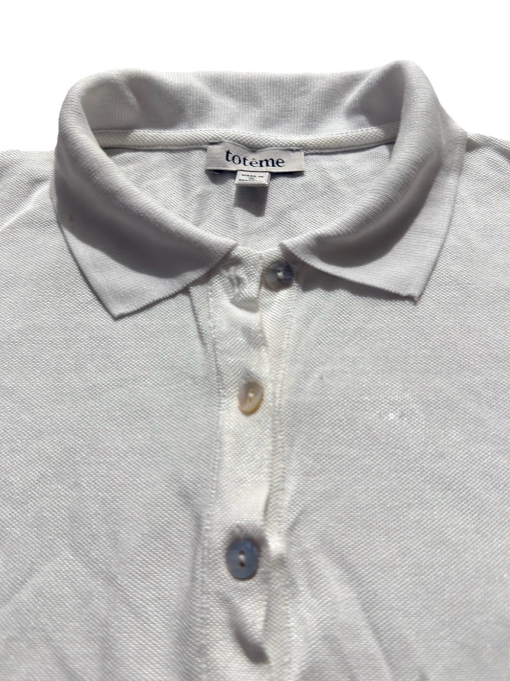 TOTEME Kensington Pique Polo Shirt White Women’s Size Small S Viscose Blend